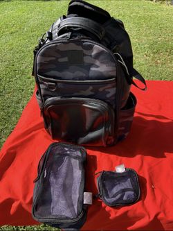 Itzy Ritzy Premium Black Camo Diaper Bag With Changing Pad