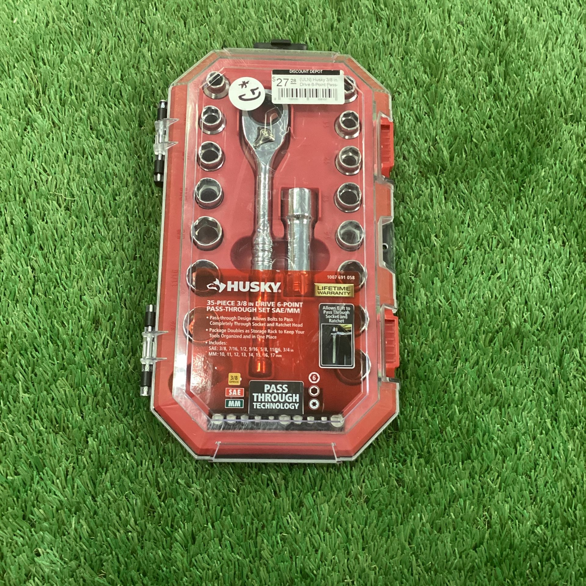 Husky 3/8 in. Drive 6-Point Pass-Thru Ratchet and Socket Set (35-Piece)