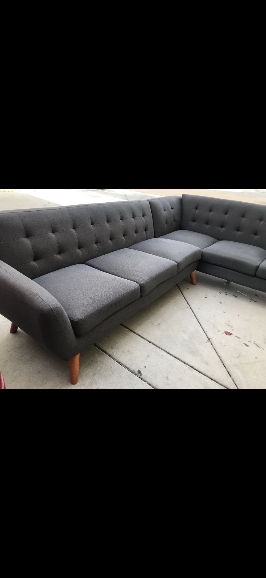 Beautiful gray bluish, sectional couch, excellent condition three