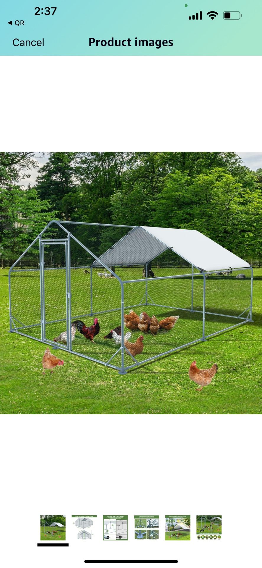 New in box Chicken Coop Extra Large Metal Chicken Run for 20 Chickens in Yard with Waterproof Cover 131.41 Square Feet Gf7315-4