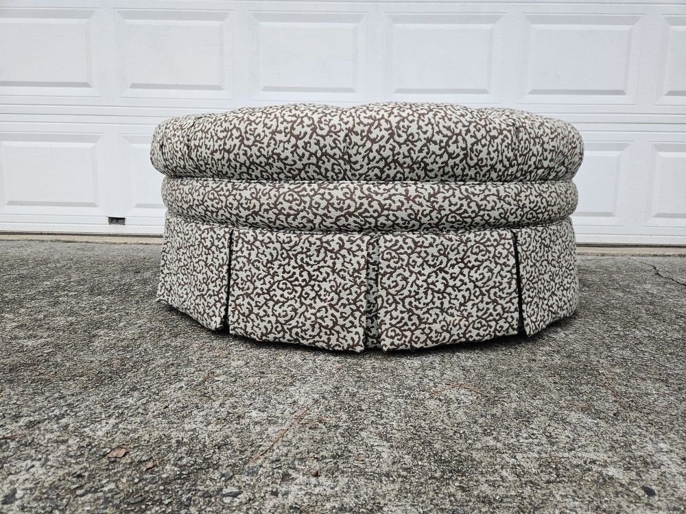 Thomasville Tufted and Skirted Oversized Round Ottoman