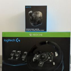Logitech G920 Racing Wheel + Logitech Driving Force Shifter – Like New