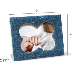 Suanti Picture Frame, Baby Nursery Memory Art Kit Photo Frame, 9"x7" Resin Keepsake for Newborn Boys & Girls (Blue