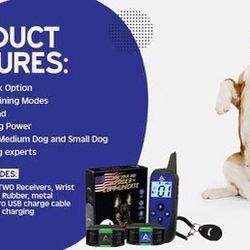 AZARI 2 Dog Training Collar 4 Large medium Small Dogs, 2 COLLARS & Clicker Shock Vibration Beep