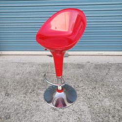 Red Bar Stool Adjustable Seat Height 