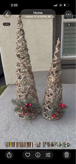 Glitter Grapevine Cone Christmas Trees Set of 2