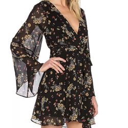 Free People 'Lilou' Floral Print Black Mini Dress