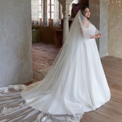 Romantic & Elegant Plus-Size Wedding Dress with Off-Shoulder Straps