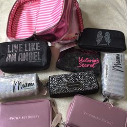 Victoria's Secret pink makeup bag cosmetic cases, new with tags