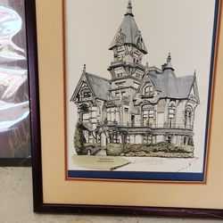 Debbie Patrick Signed Number Print Of Ink And Watercolor Victorian Carlson Mansion