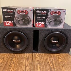 Brand New 12” Genius Audio Subwoofers + New Slot Vent Ported Enclosure  