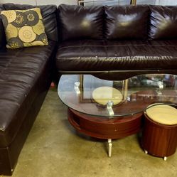 Leather Sectional Couch With Table