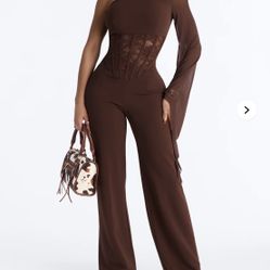 Fashion Nova Jumpsuit - Brown Small