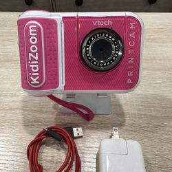 KidiZoom Pink Print Cam by VTech Built-In Printer, Tested Works