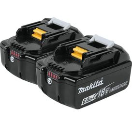 Makita BL1860B-2 18V LXT Lithium-Ion 6.0Ah Battery, 2/pk, Black