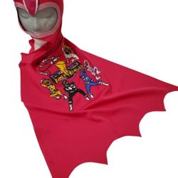 Vintage 90's Mighty Morphin Power Rangers Kids Pink Ranger Mask Cape Cosplay/ Collectible  / Facemask Cape