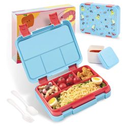 Bento lunch Box for Kids-4 Compartment 1300ml Heated Lunch Containers for Adults，Microwave & Dishwasher & Freezer Safe,School,Work,Picnics with Sauce 
