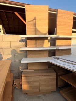 Wood Grain Retail Display Shelving Units