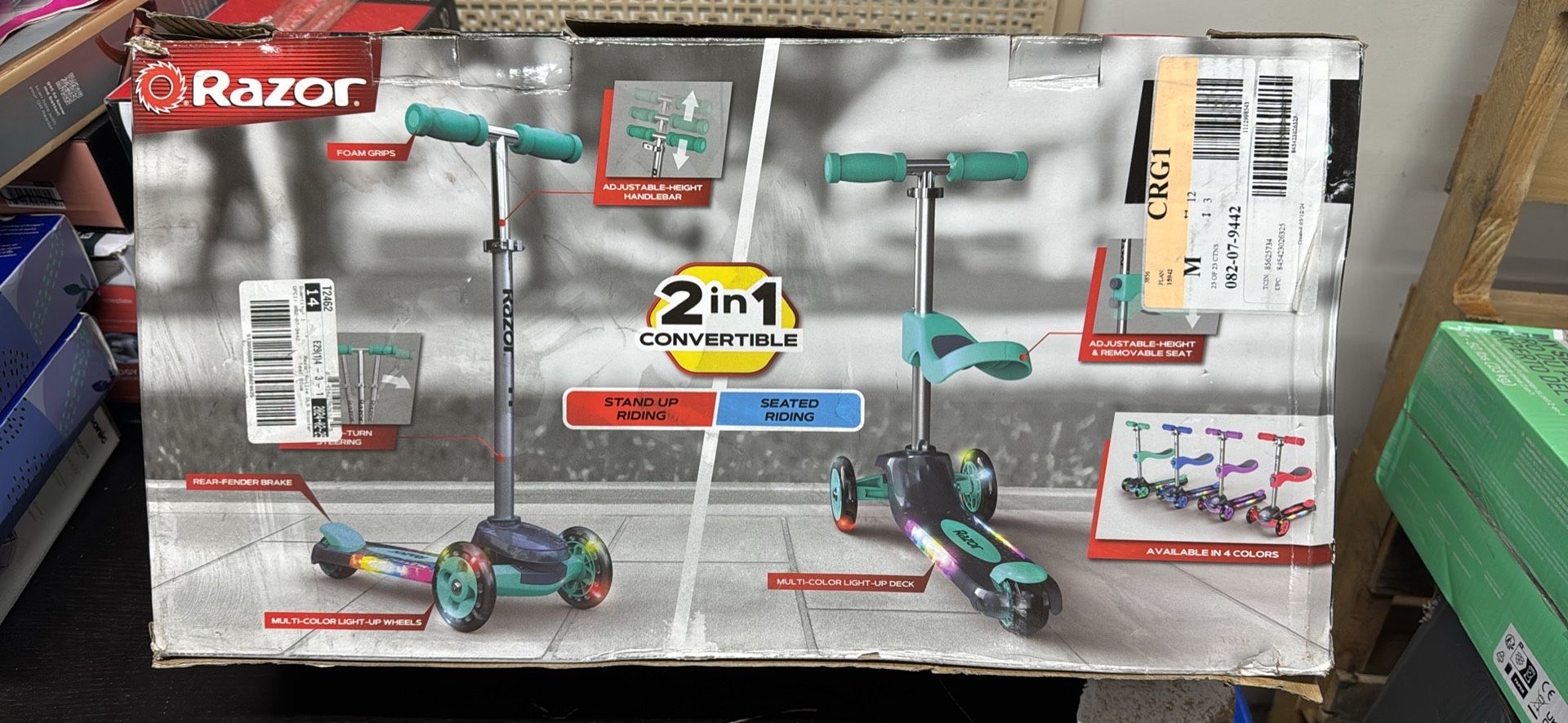 Razor Rollie DLX, 3-Wheel Light-Up Scooter for Younger Children, Seated and Stand-Up Riding Options Open Box QL