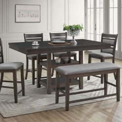 6PC Gray Counter Height Dining Set 