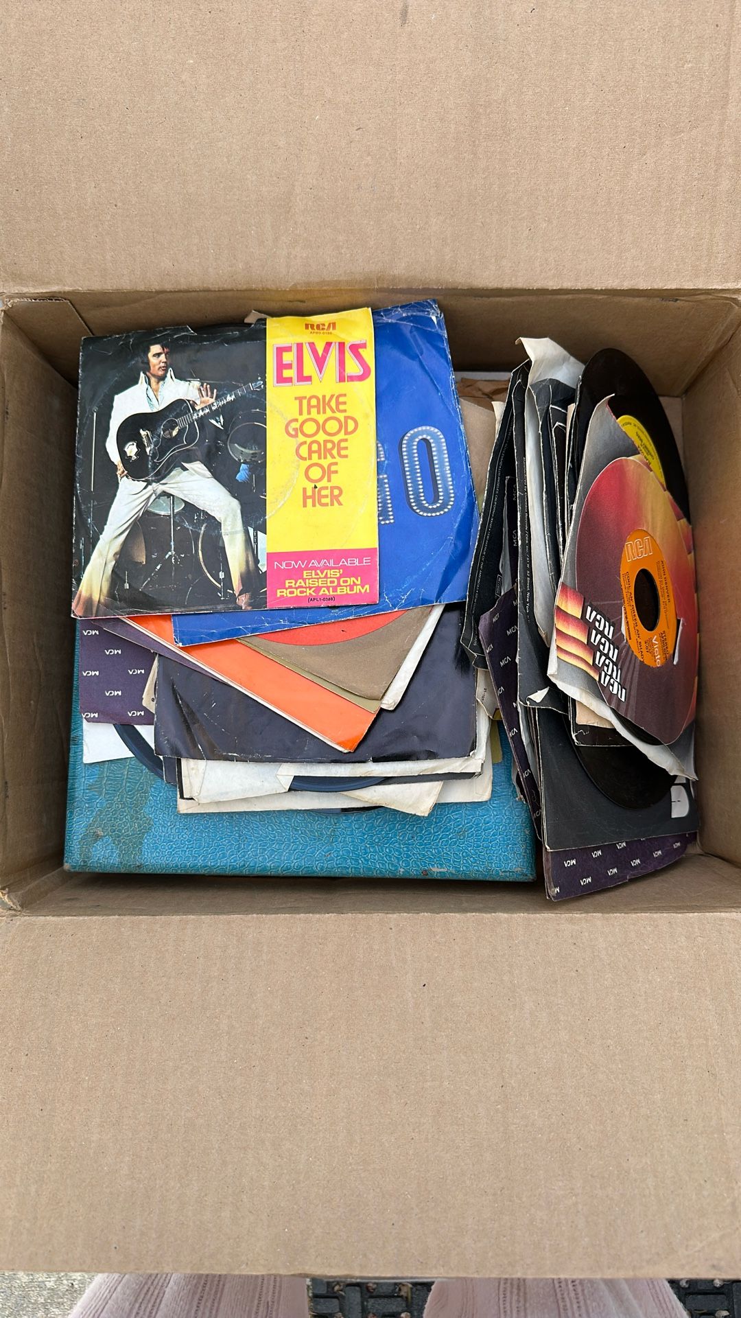 box of vinyl records