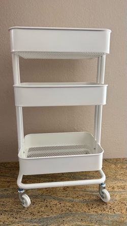 IKEA RÅSKOG Utility Cart – White | 3-Tier Rolling Storage Cart