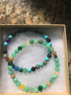 Mix gemstone stretch bracelets size 8 inches