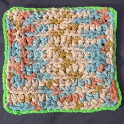 Super Soft Handmade Crocheted Pet/Baby Blanket With Green Rim