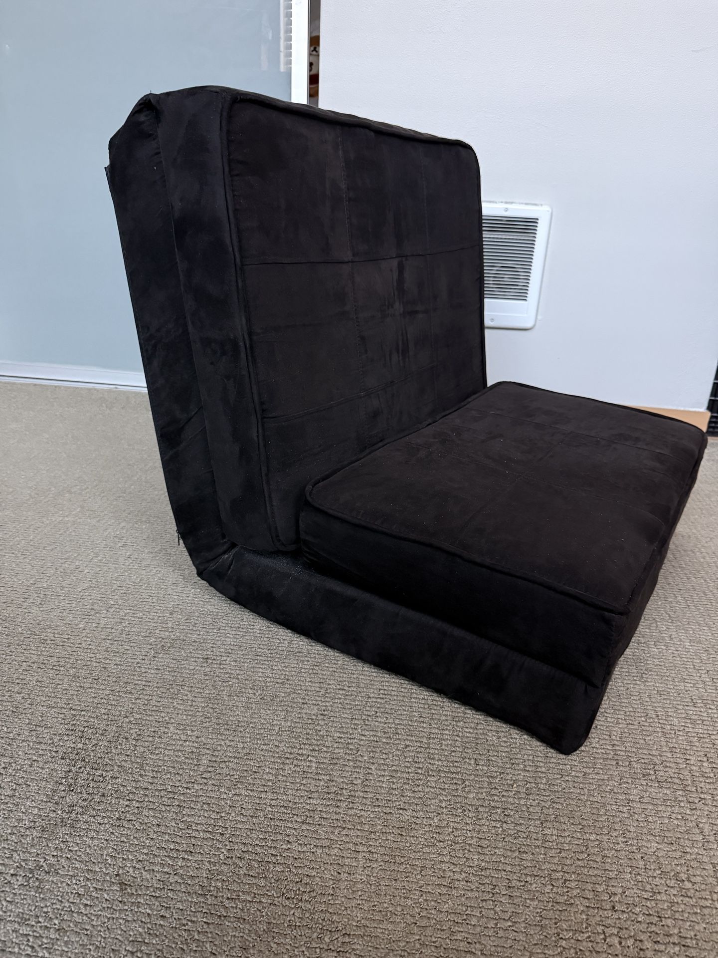 Floor sofa chair coverts to futon bed