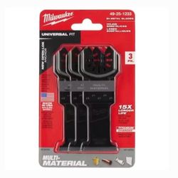 MILWAUKEE 1-3/8 in. Titanium Bi-Metal Universal Fit Wood and Metal Cutting Multi-Tool Oscillating Blade 3-Pack (49-25-1233)