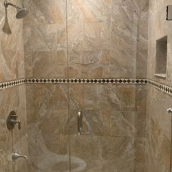 Frameless Glass Enclosure- used 55w x 76h $500