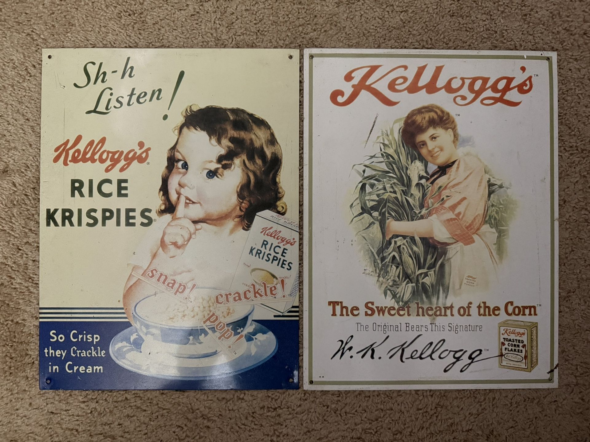 Kellogg’s Metal Sign (2) Display / Man Cave / Kitchen