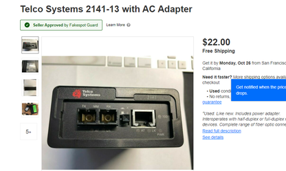 Telco Systems 2141-13 without AC Adapter