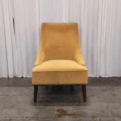 World Market Yellow Velvet High-Back Accent Chair