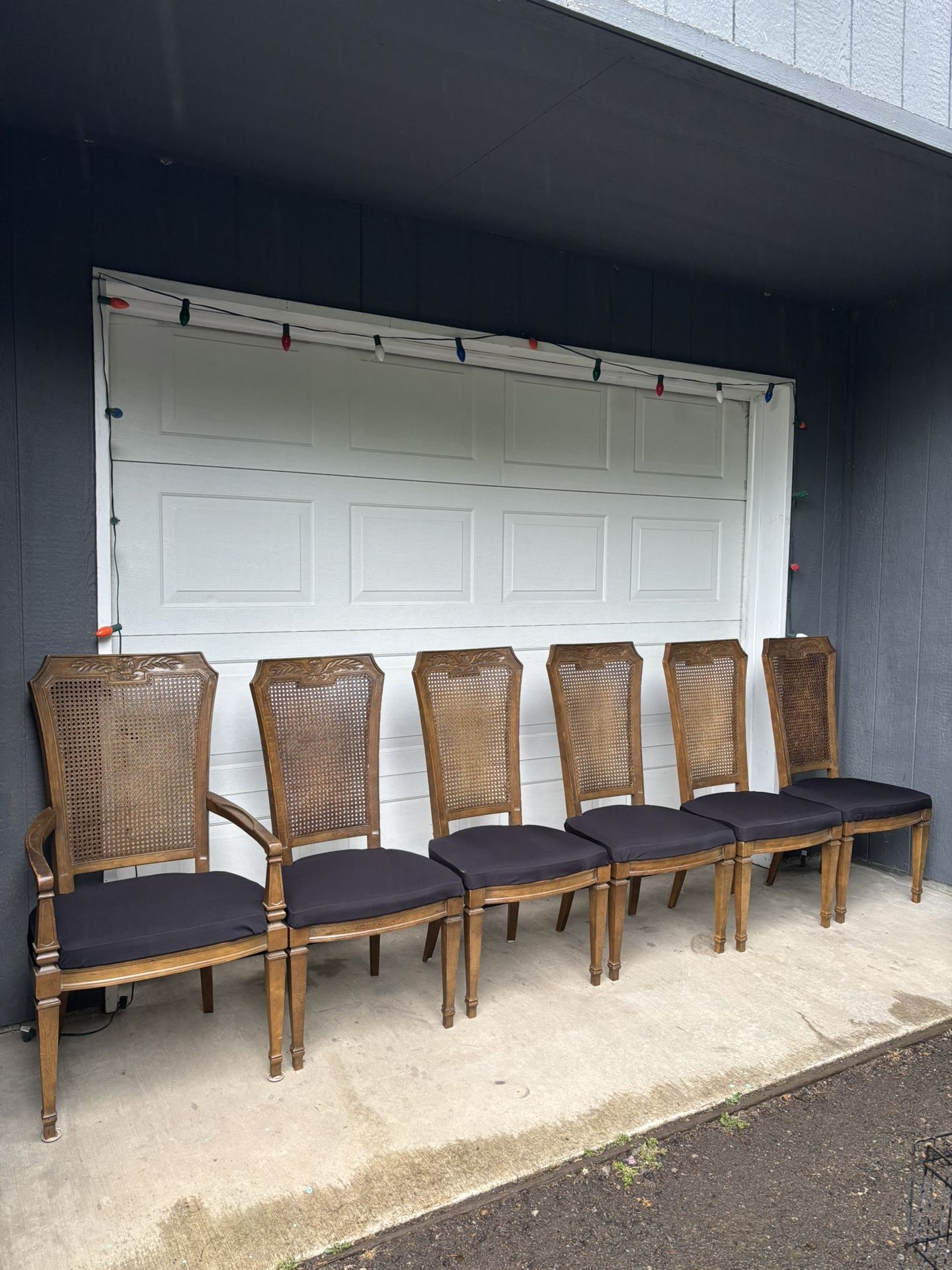 Vintage Italian Neoclassical Cane Back Drexel Dining Chairs •FREE DELIVERY•
