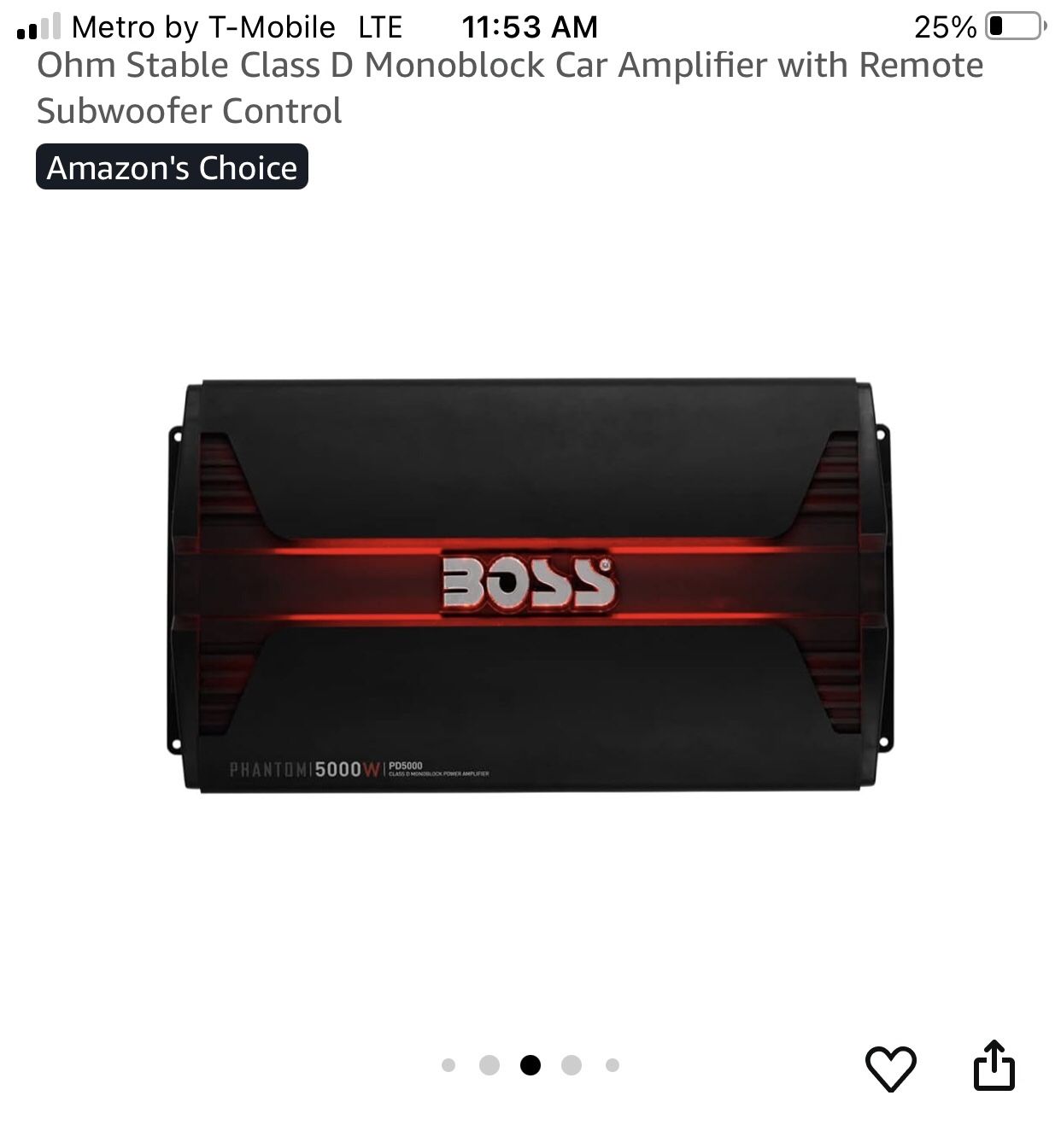 BOSS 5000 Watts Maximum Power Amplifier New Nuevo”