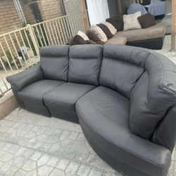 Leather Sectional Brown 