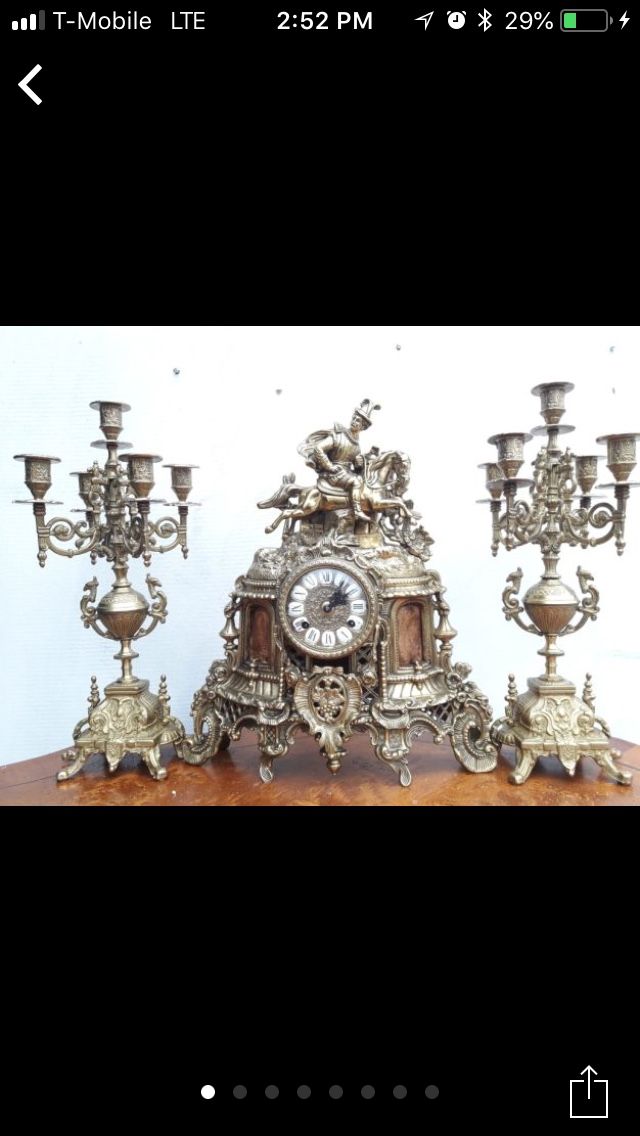 French heavy clock with 2 candelabras