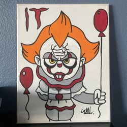 The size is 11 x 14 Canvas Self-Portrait painting of Pennywise From IT 