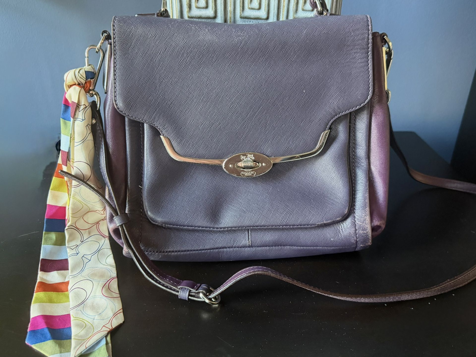 Coach Madison Sadie Flap Satchel – Violet Saffiano Leather