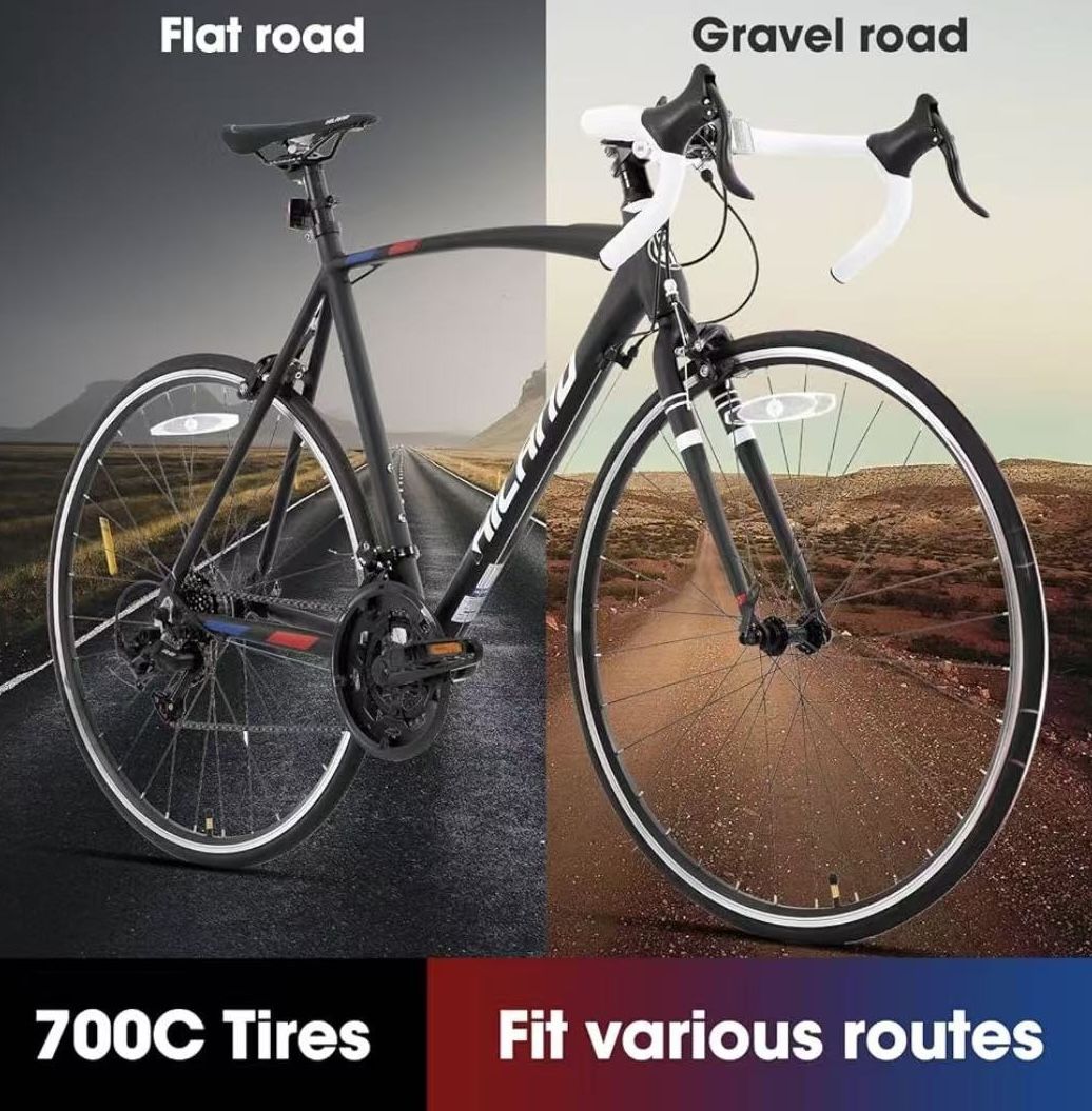 ✌️ HILAND 700C Road Bike, 14 Speeds Sport Bike, Light Weight Aluminum Frame, Racing Bike for Men Women Adult Bicycle