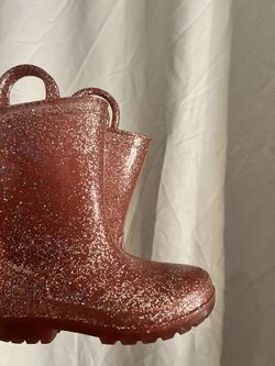 Girls Pink Glitter Rain Boots Size 11c