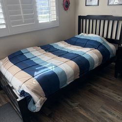 Twin Bed Dark Brown wood