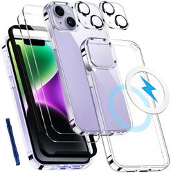 Jeywiry [5 In 1] For IPhone 14 Plus Case, With 2 Pcs Screen Protector  2 Pcs Camera Lens Protector, Slim Thin Shockproof Phone Case 6.7" [Military Gr