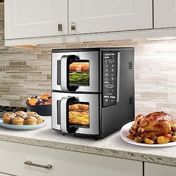 Gourmia GAF1190 11-QT Dual Basket Air Fryer with Smart Finish, Sync Cook, & 4-Layer Cooking