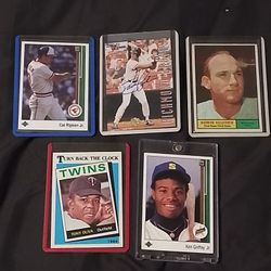 LOWERED PRICE $40 A CARD!🔥 Baseball Card Bundle – Griffey, Ripken, Killebrew, Oliva, Justice – Vintage to Iconic!