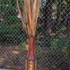 Tall Decorative Vase With Dried Grasses