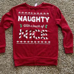 "Naughty with a touch of nice" sweatshirt size XS (1)