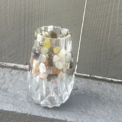 Luxury Resin Stone Art Pot | Handmade Crystal Embedded Home Decor | Unique Gift