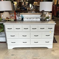 Light Gray 6 Drawer Black Metal Handles Low Boy Dresser (SP51AX)